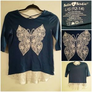 Bella Birdie Teen Girls Longsleeve Shirt With Lace